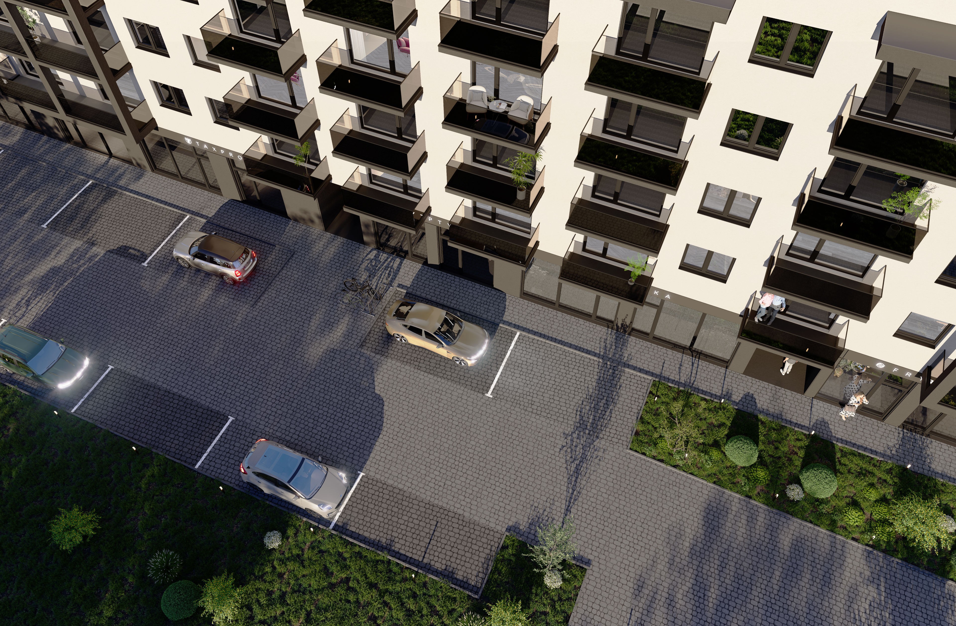 Green Park Żory — dziedziniec i parking